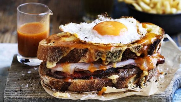 Adam Liaw's 'Little Frenchie' Francesinha toasted sandwich.