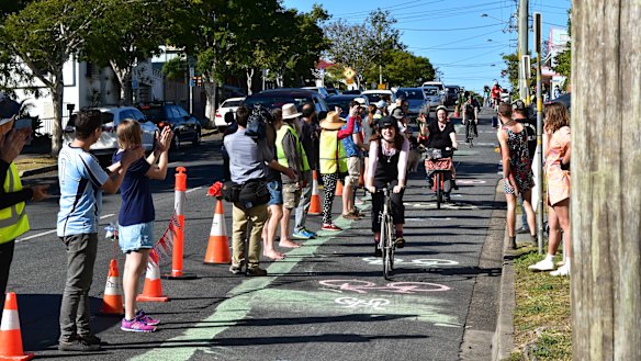 A pop-up lane protest was held at West End on Friday.
