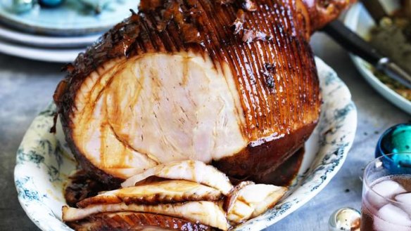 Adam Liaw's orange and pomegranate glazed ham.