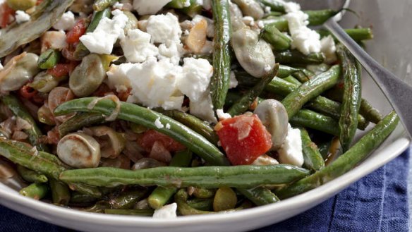 Greek olive oil beans with feta.
