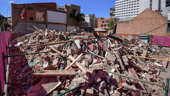 Carlton's Corkman Irish Pub after its illegal demolition in October. 