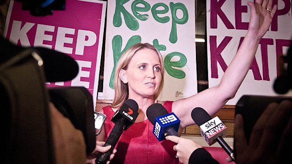 Outgoing member for Ashgrove Kate Jones greets supporters at Northern Hockey Club, Ashrove.