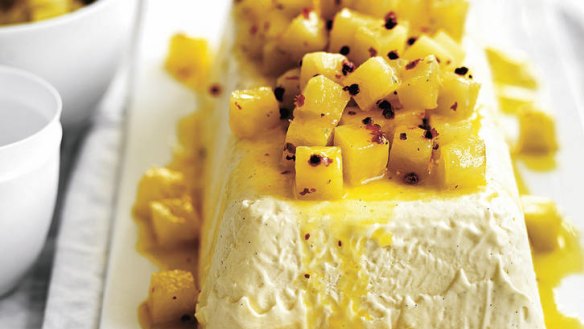 Lemongrass parfait with pineapple salsa.