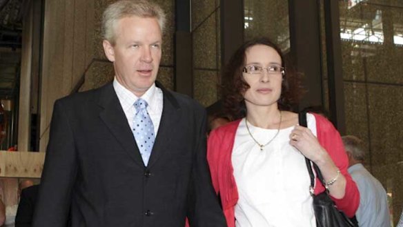 Free after three years ... Jeffrey Gilham walks out of court on Friday with his wife Robecca.