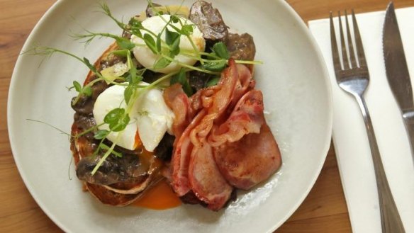 Bacon and eggs at Butcher 128 in Yarraville.