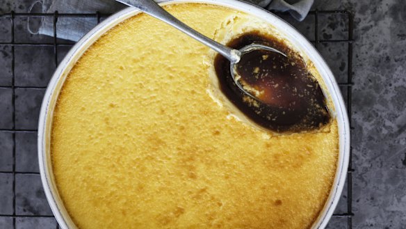Baked sour cream custard.