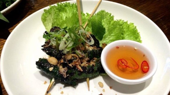 The beef and betel leaf dish from The Brass Coq.
