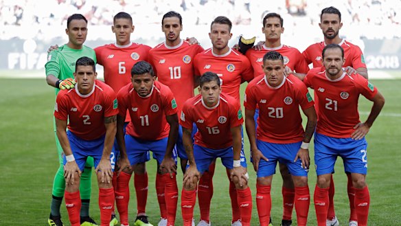 Costa Rica team before the match against Serbia.