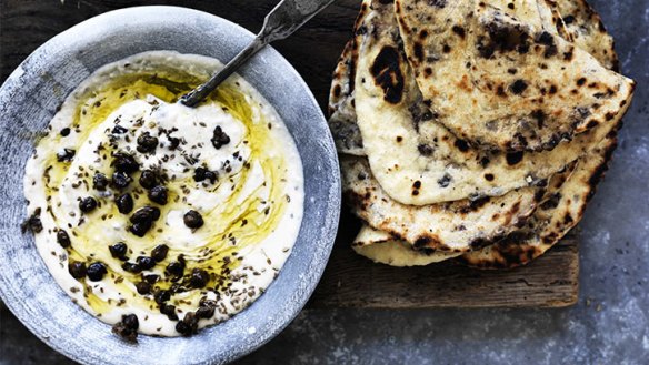 Dip into this delicious combo of tapenade flatbread with white bean puree.