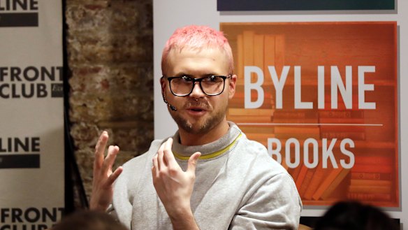 Chris Wylie, who once worked at Cambridge Analytica, gives a talk at the Frontline Club in London.