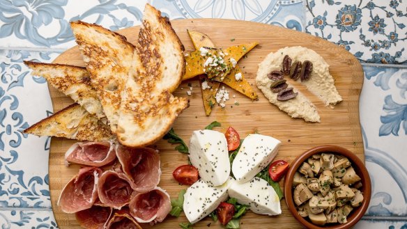The antipasto plate at Salt Meats Cheese's Broadway branch.
