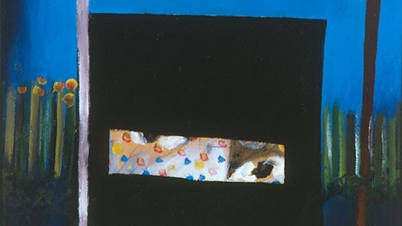 The painting is thought to be one of the Nolan's first experiments with abstract imagery of Ned Kelly's helmet.