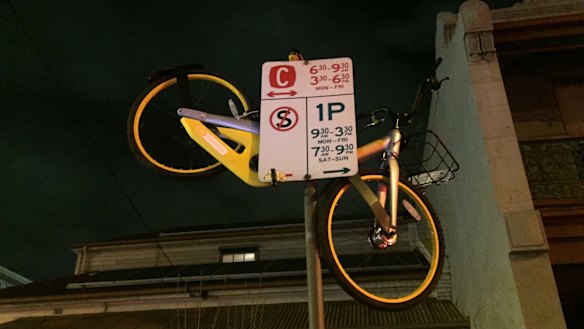 A bad sign for an oBike in Richmond.