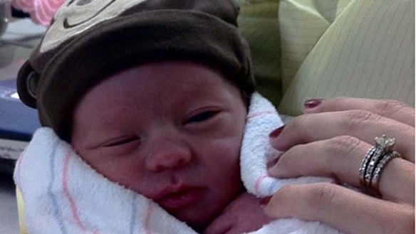 Baby Landon Haley, born after mum Jessica underwent IVF treatment funded by internet donors.