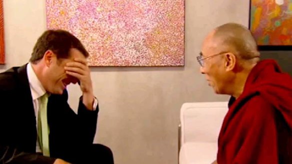 "So embarrassed" ... Karl Stefanovic with the Dalai Lama.