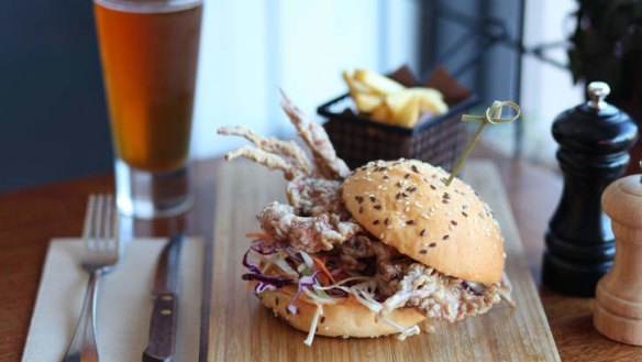 The spicy soft shell crab burger.