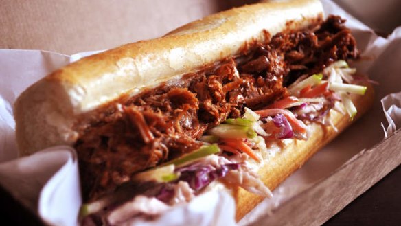 Delivered to your door ... The pulled pork baguette from Bourbon Street.