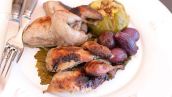 Roasted quail with figs