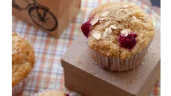 Pear and raspberry muffins