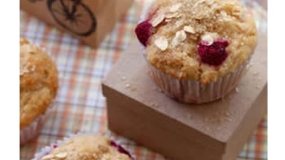 Pear and raspberry muffins