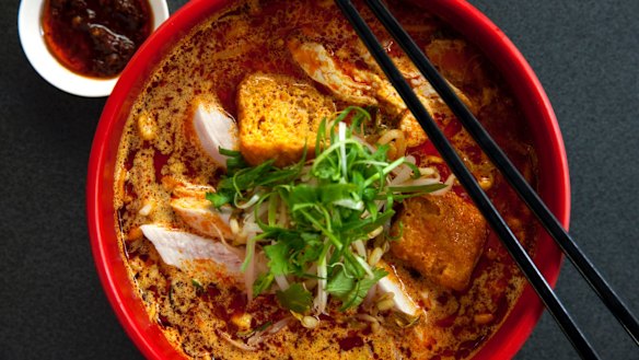 Chicken laksa at Malay Chinese Takeaway.