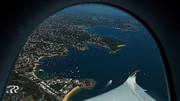 The view of Sydney from the A350's joyride. 