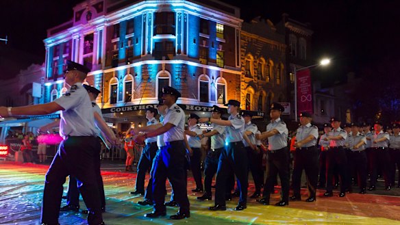 Australian Defence Force members and supporters march in the 2015 Mardi Gras parade.