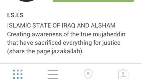 A screen shot of an Australian Instagram account in support of ISIL.