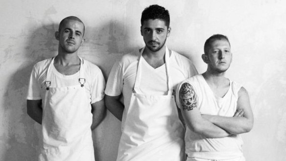 Movers: The team from Da Orazio - pasta chef Davide Vitello (left), head chef Orazio D'Elia and pizza chef Luca Di Napoli - is contributing talent to the pop-up.