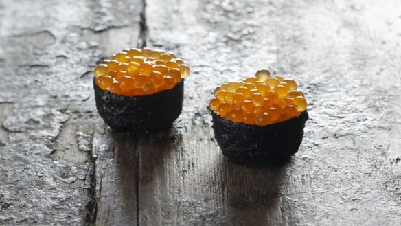 Wild thing ... Faviken's trout roe in a pig's blood shell with blood custard.