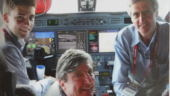 In control ...  Richard Champion de Crespigny, right, with his son Alexander and father, Peter, last year.
