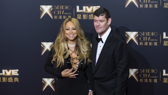 James Packer and fiance Mariah Carey.