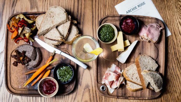 Share platters with meats, cheeses, fruit, roots and seeds.
