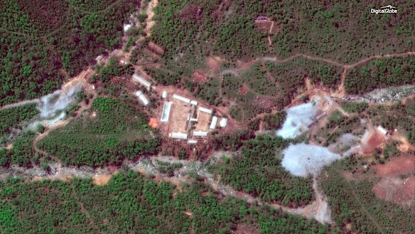 This May 23, 2018 satellite image shows the nuclear test site in Punggye-ri, North Korea.  