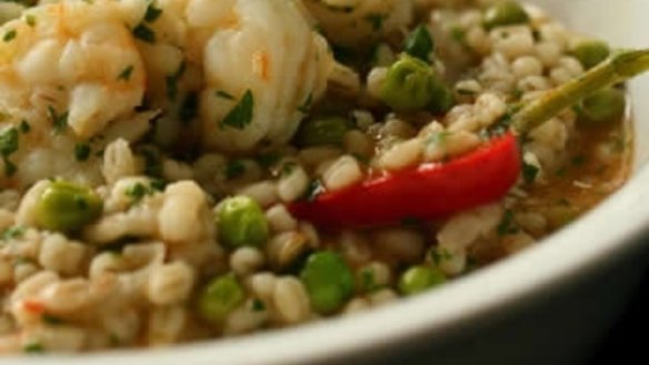 Prawn and barley stew