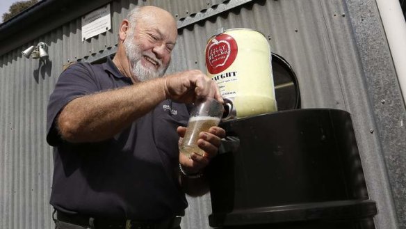 Going with the flow ... Ron Miller, of Gundaroo Cider Company, makes 15,000 to 20,000 litres a year of his Jolly Miller cider.