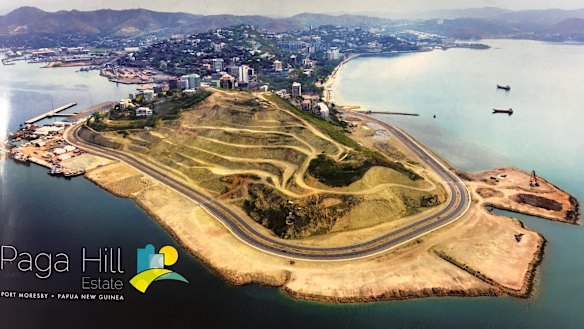 The brochure for the Paga Hill development showing the headland that has been cleared for development.