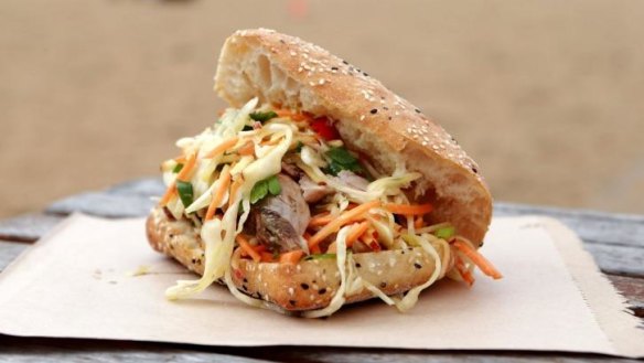 Porchetta and Italian coleslaw at  Kiosk by d'Asporto in Williamstown.