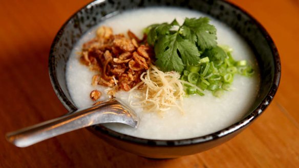 Customise your congee (rice porridge) with century egg, Chinese doughnuts or oysters.