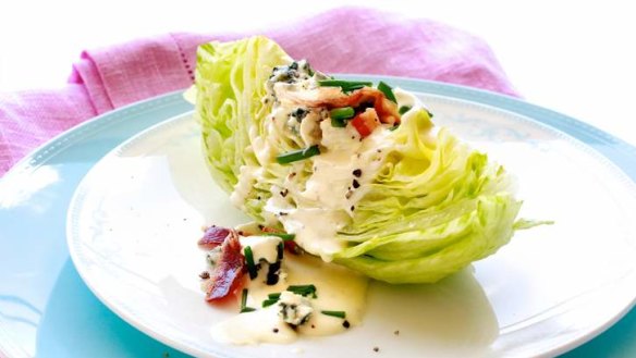 Iceberg wedges with blue cheese and buttermilk dressing.