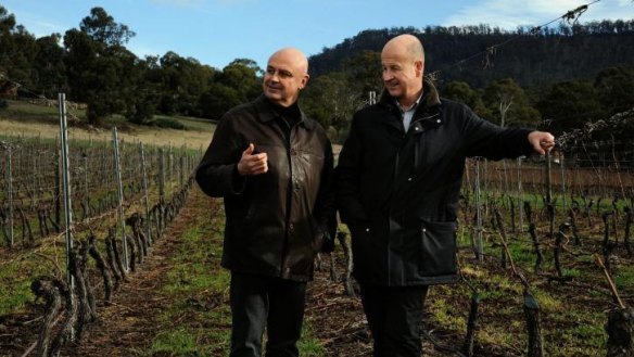 Michael Hill Smith (left) and Martin Shaw of Tasmanian winery Tolpuddle Vineyard.