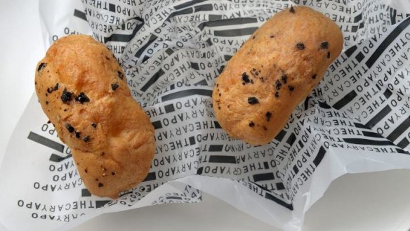 Savoury snack: A pair of chicken liver eclairs.