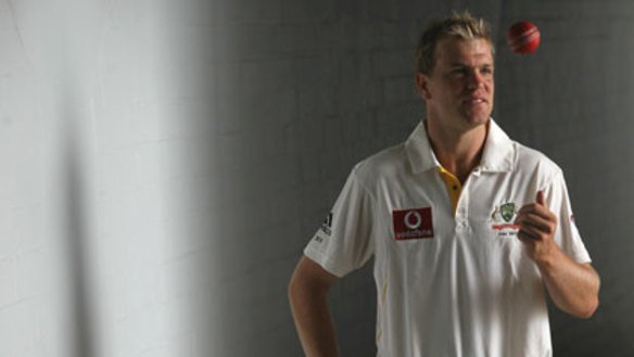 Making his footmarks ... Michael Beer is all but certain to be Australia’s 10th Test spinner in four years, making his debut on Parker’s lovingly prepared strip.