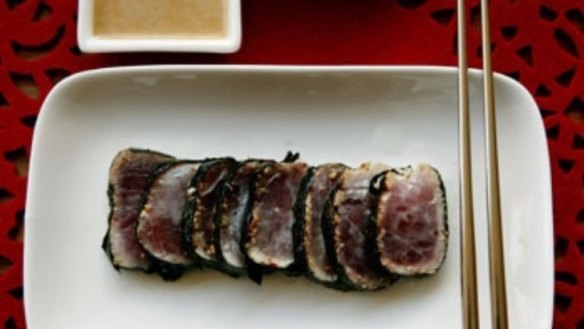 Nori-crusted tuna with lemon soy