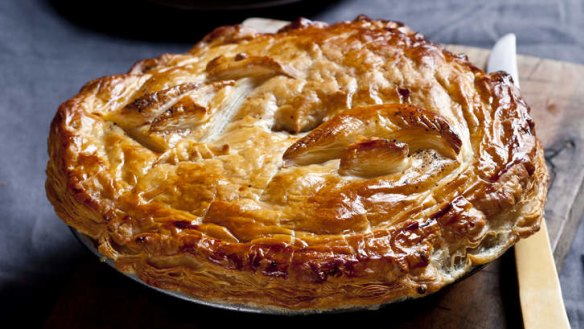 Chicken, leek and mushroom pie.