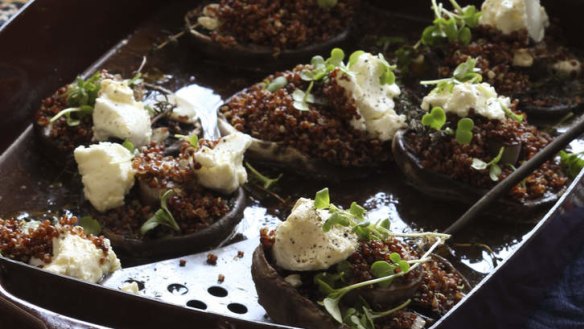 Ancient grains: Baked portabello mushrooms topped with quinoa and feta.
