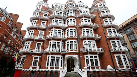 The building housing the Ecuadorian embassy where Wikileaks founder Julian Assange continues to seek asylum. 