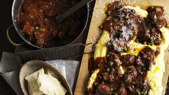 Pork and pea ragu: So versatile it can be served with polenta (above), rice, steamed potatoes or even on noodles or gnocchi.