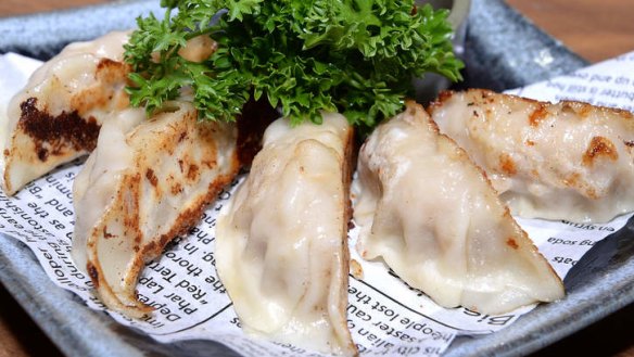 Pan-fried pork gyoza at Izakaya Goku.