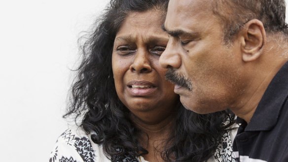 Anguish ... Myuran Sakamaran's mother and father, Raji and Sam Sukumaran.